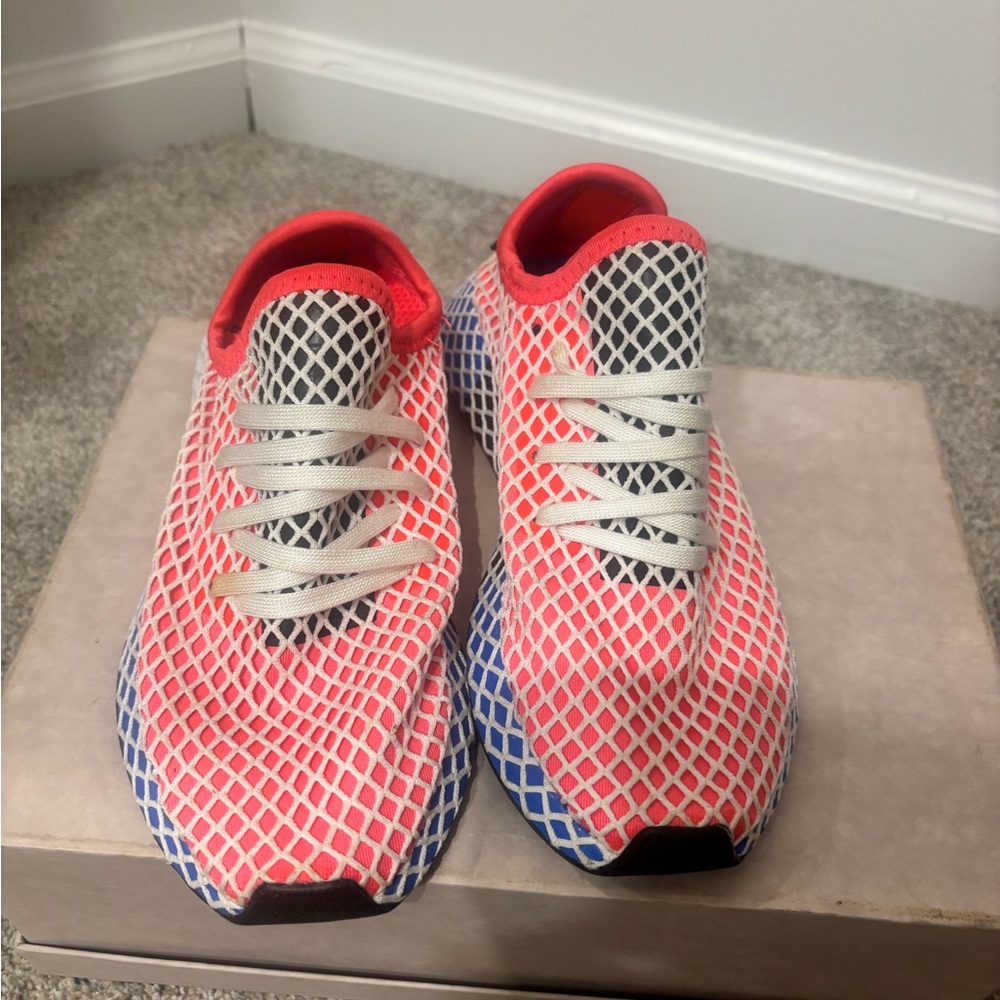 Adidas Red and Blue Mesh Sneakers